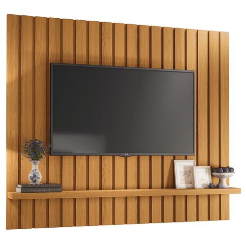 Painel Para TV 70 Pol Ripado 200cm Conect B01 Castanho - Lyam Decor