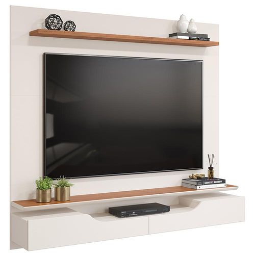Painel Para TV 60 Pol com Bancada Suspensa 160cm Lewis D05 Off White Freijó - Lyam Decor