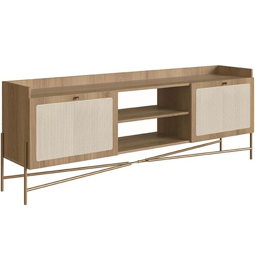 Rack Para Sala de Estar TV 65 Pol 183cm Industrial Indy A03 Hanover Dourado - Lyam Decor