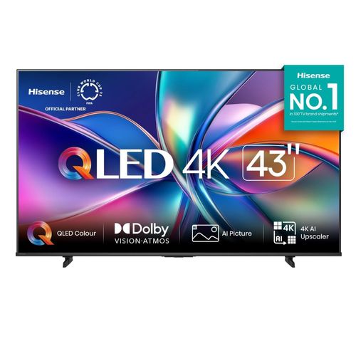 Smart TV 43” 4K Hisense 43Q6QV QLED HDR10 Dolby Atmos Vidaa U9 Preto