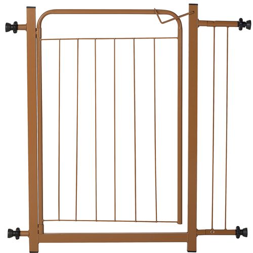 Portão Pet Cães Bebês Largo 69 a 84cm Extensor 10cm Marrom