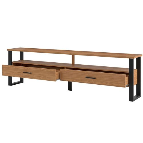 Rack Para Sala De Estar 02 Gavetas 01 Prateleira Olivy D03 220 Cm Freijó Preto Fosco - Lyam Decor