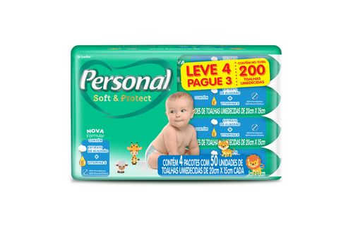 Toalha Umedecida Personal Soft & Protect Leve 4 Pague 3 200 Unidades