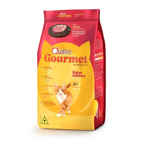 Ração Quatree Gourmet Gatos Adultos Sabor Carne 1kg