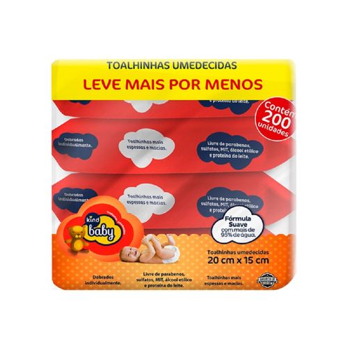 Toalhas Umedecidas Kind Baby - Kit com 200 unidades