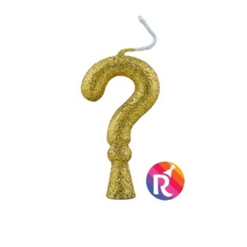 Vela Interrogação Romana Festas Com Glitter Dourada 10 Unidades