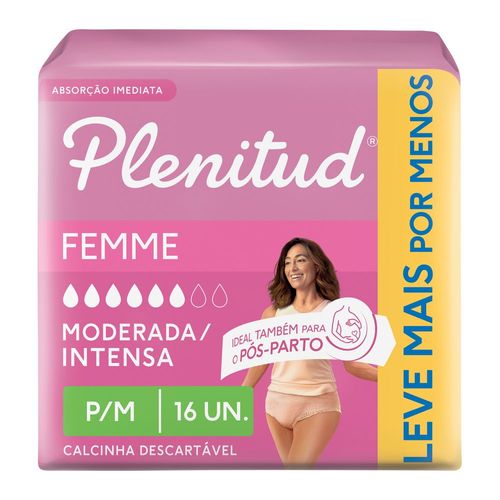 Roupa Íntima Descartável Plenitud Femme P/M 16 Unidades
