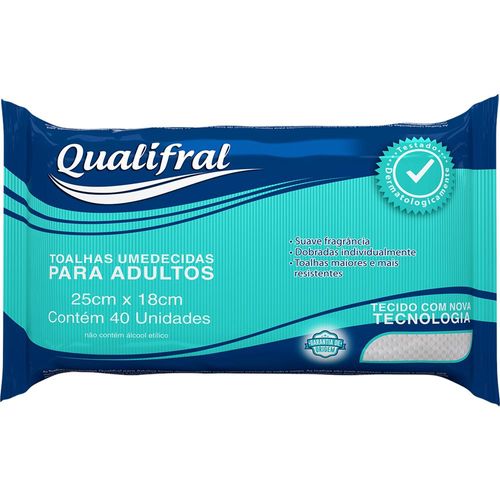 Toalha Umedecida Qualifral Adulto Flowpack 40 Unidades