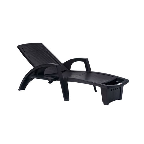 Espreguiçadeira Sole Reclinável Preta em Polipropileno com Proteção UV Pisani