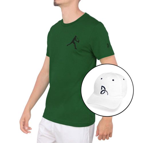 Boné e Camiseta Lacoste Tennis Novak Djokovic TH1044 Verde Escuro