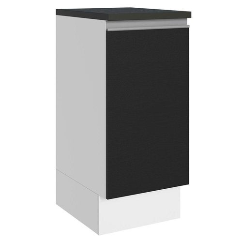 Balcão Armário de Cozinha 100% MDF 35 cm 1 Porta Branco Preto Acordes Madesa