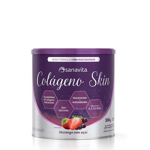 Colágeno Skin Sanavita Hidrolisado Morango Açaí 300g