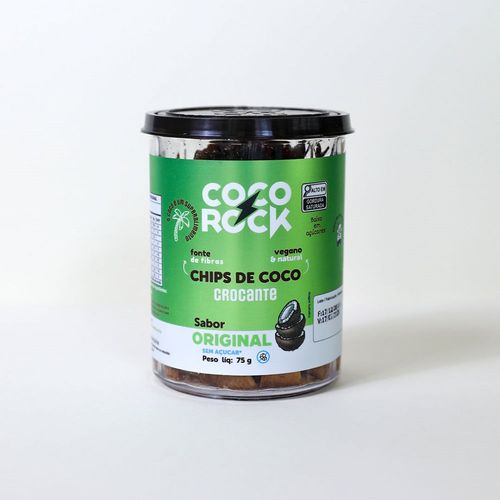 Chips de Coco Crocante Coco Rock Sabor Original Sem Açúcar 75g