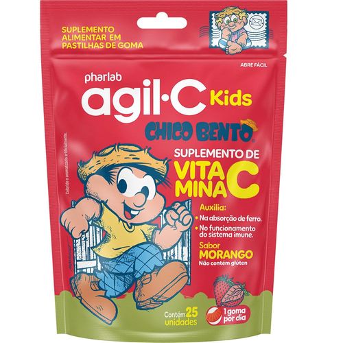 Agil-C Kids 30mg Chico Bento Sabor Morango 25 Gomas