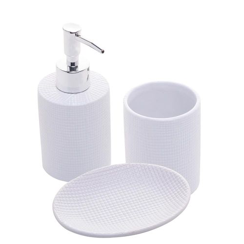 Conjunto 3 Peças Banheiro Lyor Lille Cerâmica Design Minimalista Branco