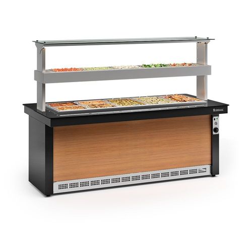 Buffet Quente e Refrigerado GBTR200 Preto e Madeira Gelopar 220v