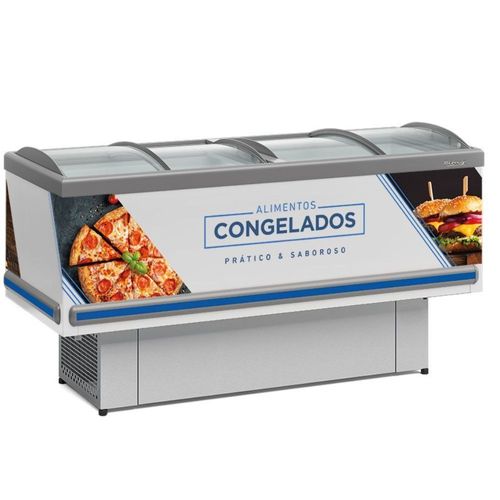 Expositor Ilha Plus Dupla Ação Vidro Curvo GESV190C Branco 110V Gelopar