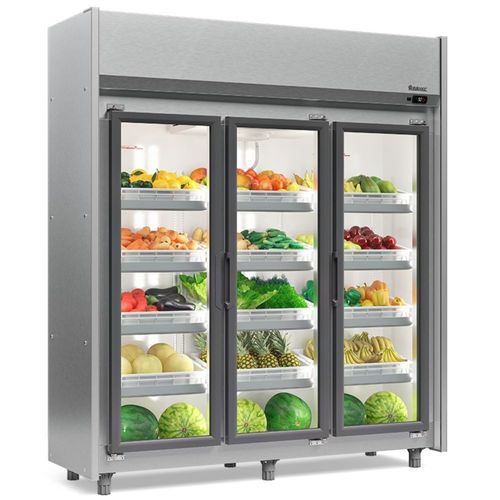 Refrigerador Vertical Auto Serviço Hortifruti 3 portas GEAS3P Inox 220V Gelopar