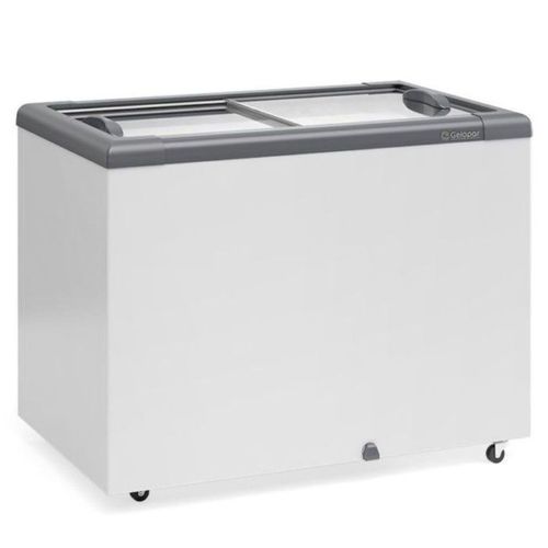 Freezer Plano Vidro Reto Deslizante com LED GHD300L Cinza Gelopar 220V