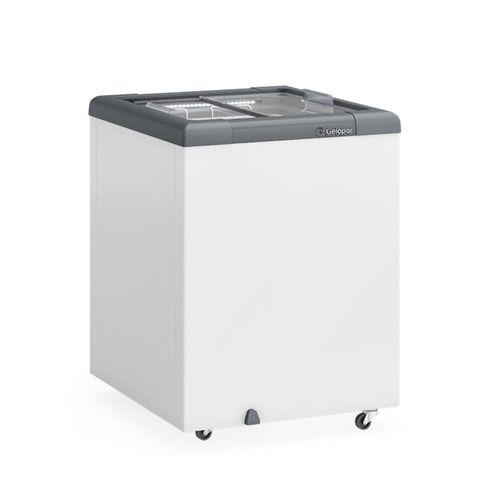 Freezer Plano Vidro Reto Deslizante com LED 130L GHD130L Cinza Gelopar 220V