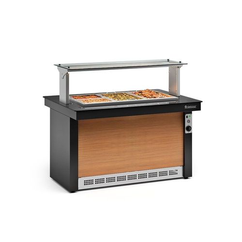 Buffet Quente Preto e Madeira GBTA140 6 Cubas Preto Gelopar 220v