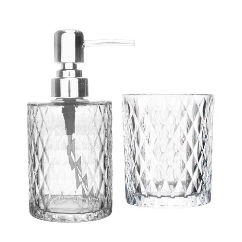 Conjunto Banheiro 2 Peças Lyor Diamond Vidro Resistente Design Sofisticado