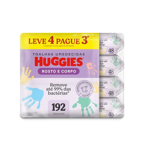 Lenços Umedecidos Huggies Rosto e Corpo 4x 48 Unidades