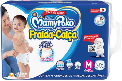 Fralda Calça Descartável Mamypoko Cuidado Real M 68 Unidades