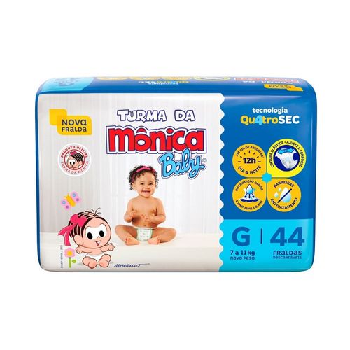 Fralda Descartável Turma da Mônica Baby Mega G 44 unidades