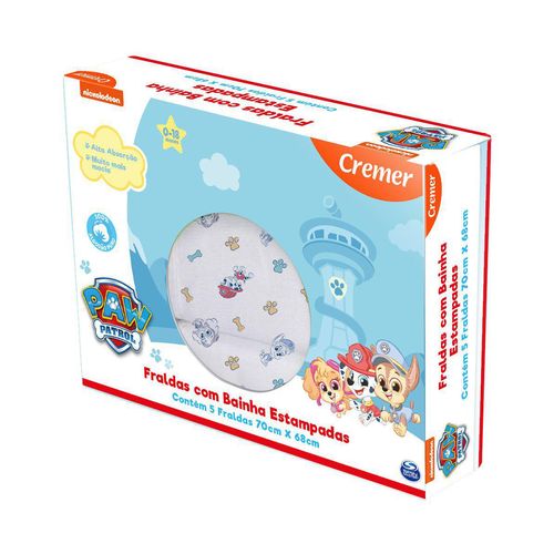 Fralda Cremer Luxo Estampadas Patrulha Canina 5 Unidades