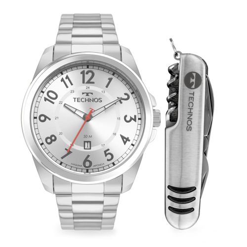 Kit Technos Masculino Militar Prata - 2115TVD/K1B 2115TVD/K1B