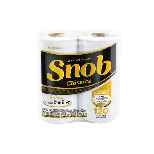 Papel Toalha Snob 2 Rolos com 60 Folhas Cada