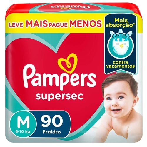 Fralda Supersec Pampers M 90 Unidades