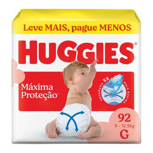 Fralda Huggies Descartável Máxima Proteção G 92 Unidades