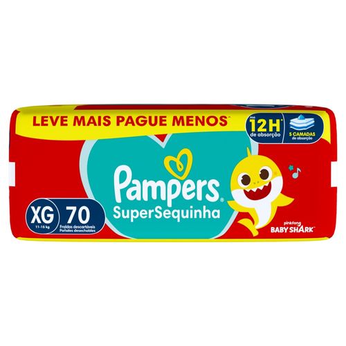 Fralda Descartável Pampers Supersequinha XG 70 Unidades