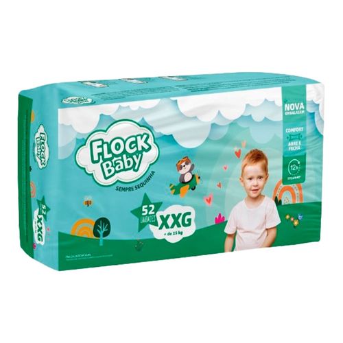 Fralda Descartável Flock Baby Sempre Sequinha Hiper XXG 52 Unidades
