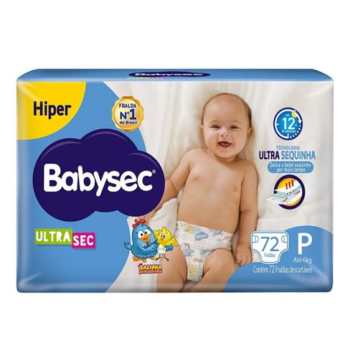 Fralda Descartável Babysec Ultrasec Hiper Galinha Pintadinha P 72 Unidades