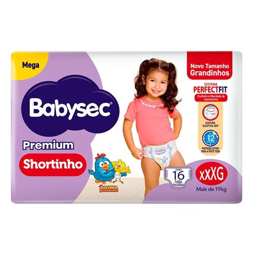 Fralda Descartável Babysec Shortinho Premium Mega XXXG 16 Unidades