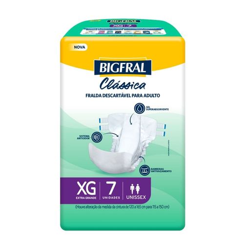 Fralda Geriátrica Bigfral Clássica Tamanho XG 7 Unidades