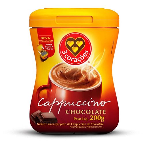 Cappuccino Chocolate 3 Corações Pote 200g