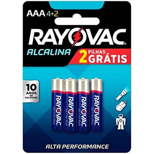Pilha Alcalina Rayovac AAA Leve6 Pague4 Unidades