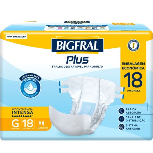 Fralda Geriátrica Bigfral Plus Regular Econômica G 18  Unidades