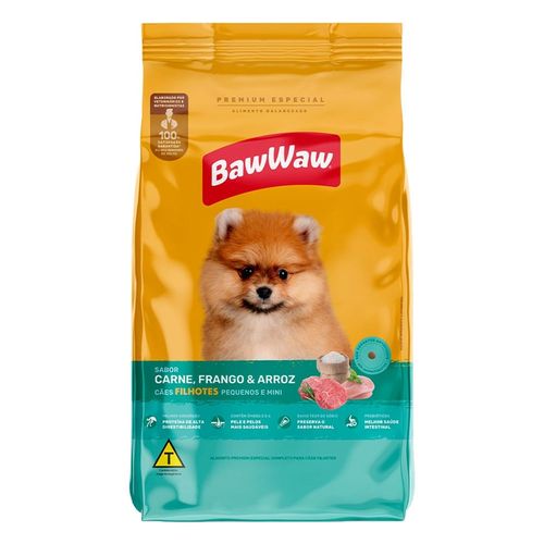 Ração Baw Waw Cão Filhote Raça Pequena Carne Frango e Arroz 5kg