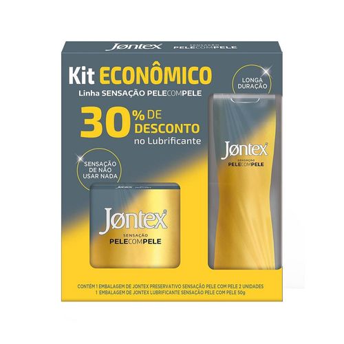 Kit Preservativo Jontex Pele com Pele 2 Unidades + Gel Lubrificante 50g
