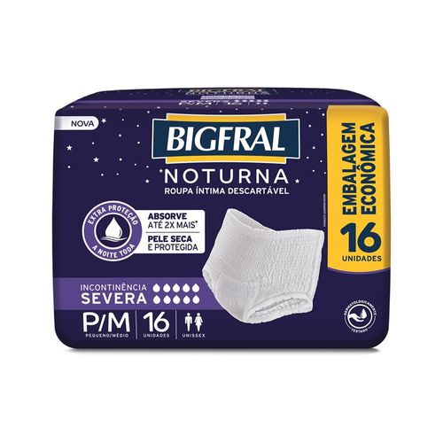 Roupa Íntima Descartável Unissex Bigfral Noturna Pants P/M 16 Unidades