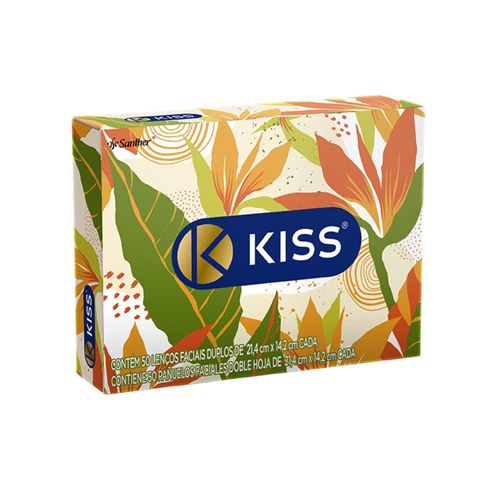 Lenço de Papel Facial Kiss 50 Unidades