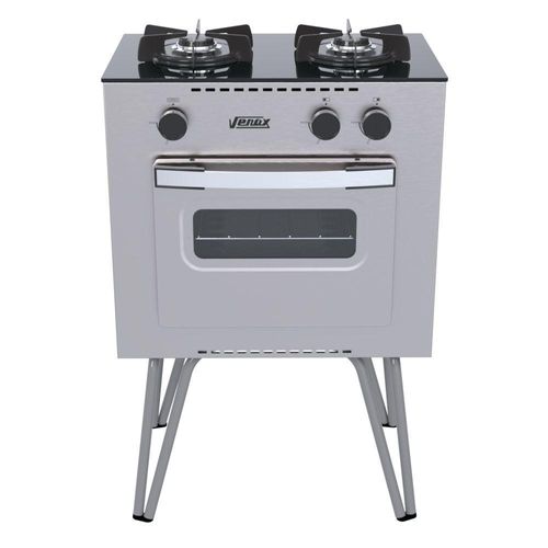 Fogão Portátil Venax Mini Cook 2 Bocas a Gás Inox