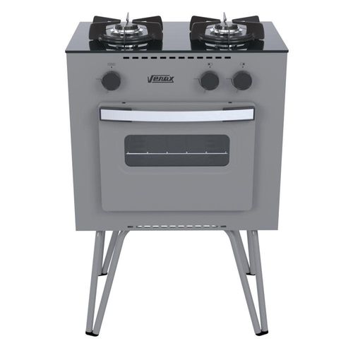 Fogão Portátil 2 Bocas Venax Mini Cook a Gás Grafite