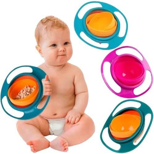 Prato Magico Giro Orbital 360º Comida Não Cai No Chão Cores