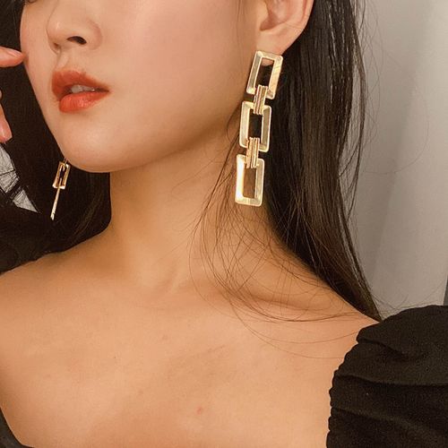 Brinco corrente Max Festa Dourado prateado Feminino Delicado